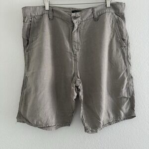 John Varvatos USA‎ Mens Shorts Size 38 100% Linen 9.5" Inseam Gray Taupe